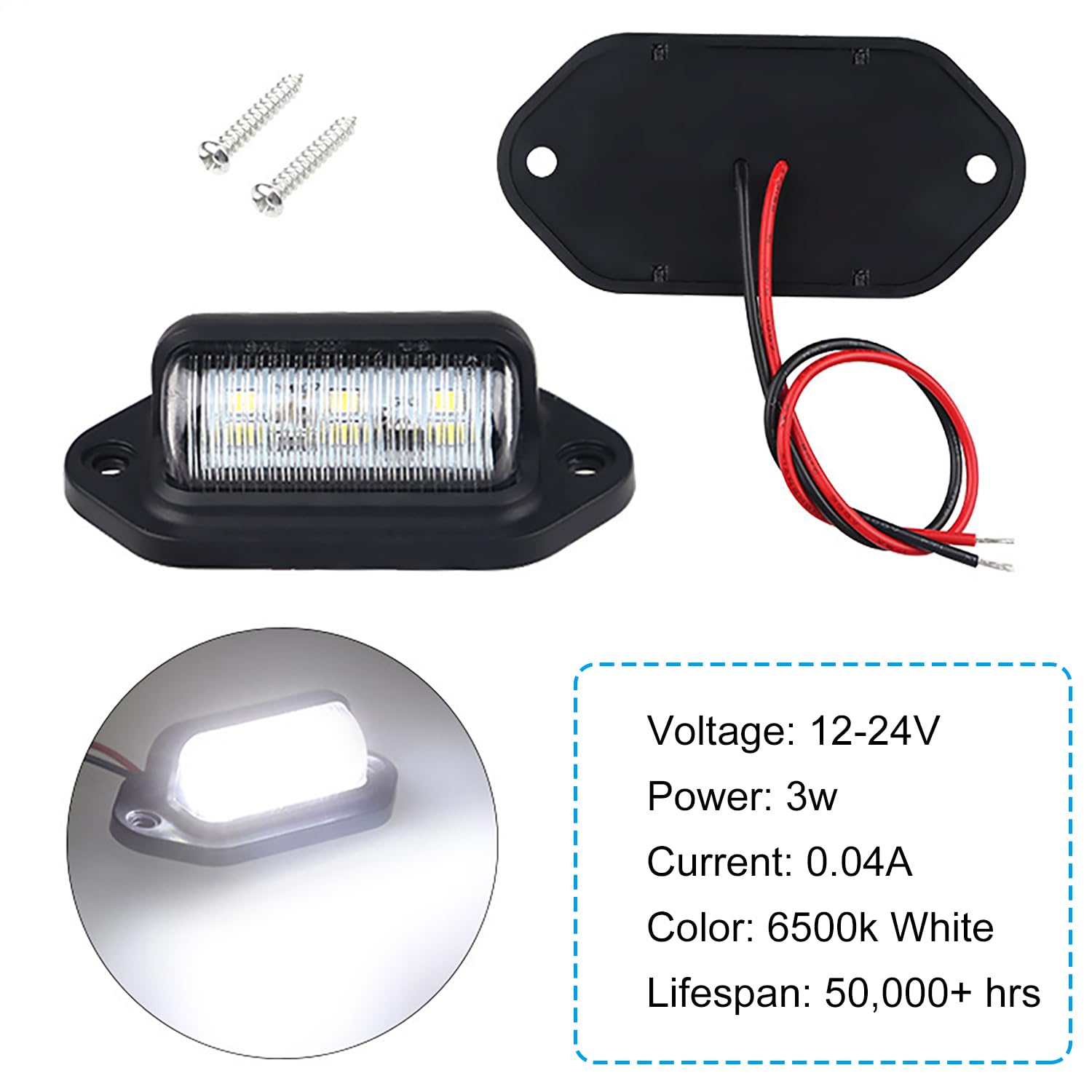 2 Luci Targa LED Impermeabili 12V-24V - Per Auto, SUV, Camper, Barche E Rimorchi - Foto 5