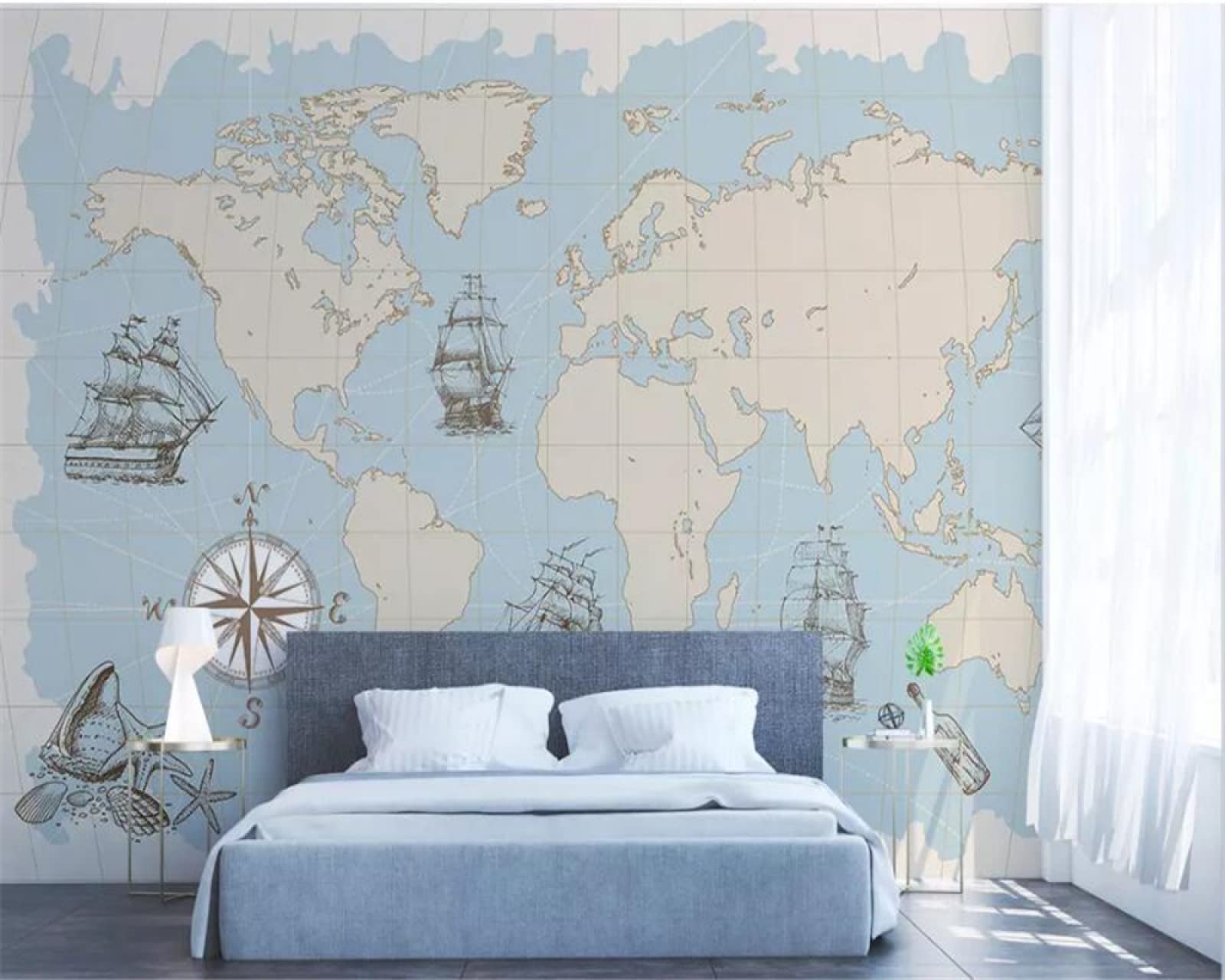 Niestandardowa tapeta średniowieczna europejski styl morski mapa świata mural tło TV tapety dekoracja domu 200 cm (szer.) × 140 cm (wys.)