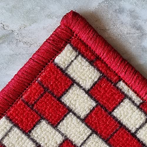 Image of Matz&More Pattern Brick Motif Runner Mat | 50x120 CM | Red Beige | Nylon Tufted Gel Baking Anti-Slip | Doormat for Home Entrance, Kitchen & Bedroom