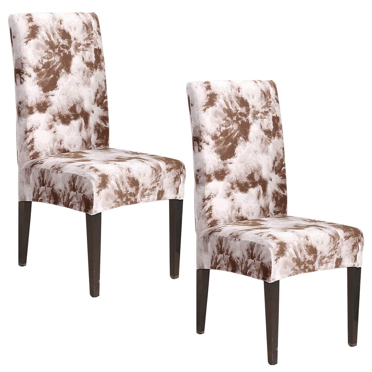 Housse de chaise salle à manger marron extensible | Lot de 4