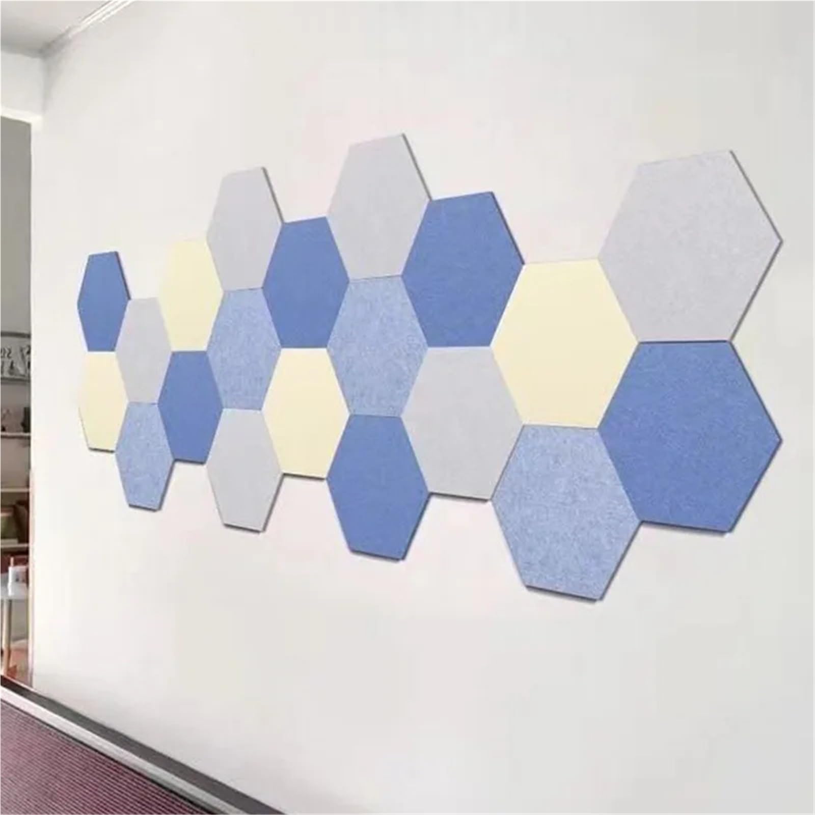 Bacheca in Feltro Esagonale 6/12 pezzi Pannelli acustici Adesivi murali fonoassorbenti Studio KTV Stanza Isolamento acustico Decorazione for la casa Adesivo murale esagonale a doppio uso(Light Grey,12