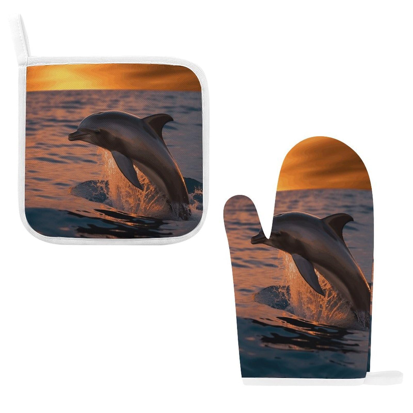 Fodpand Style Dusk Dolphin Oven Mitts And Pot Holders Sets