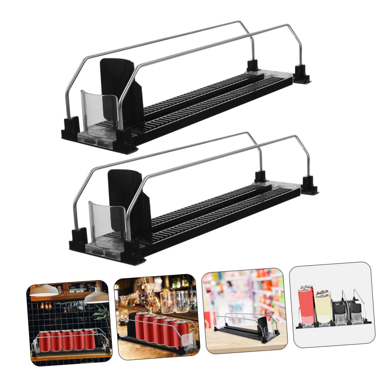 Paquete de 2 latas de refresco para estante de refrigerador, máquina expendedora de bebidas, dispensador automático de bebidas para latas y botellas, extractor de bebidas que ahorra espacio para
