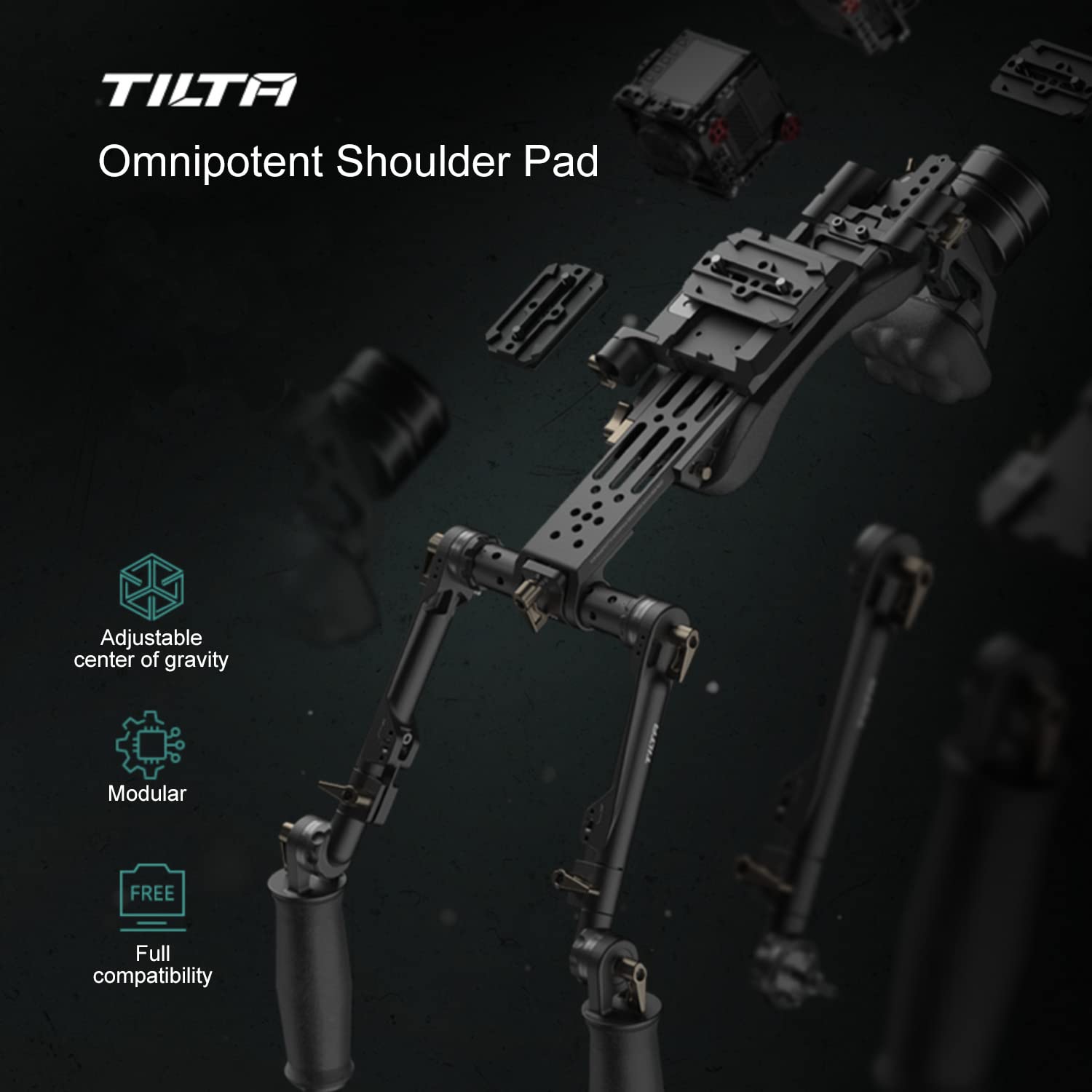 TILTA TA-LSR-B-2 Lightweight Shoulder Rig Rosace d'épaule légère Double Plaque de Base pour Sony A1 A7S III A7M4 FX3 R5 R5C GH6 Rouge Komodo