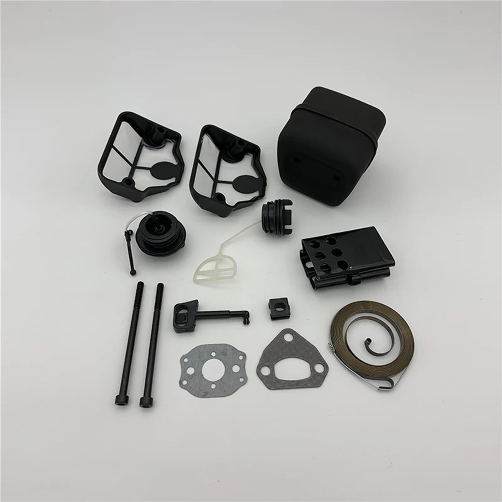 Perno del silenciador de escape, filtro de aire, tapa de combustible, varilla del estrangulador, polea de arranque, compatible con motosierra de gasolina HUS 137, 142, 137LE y 142LE.
