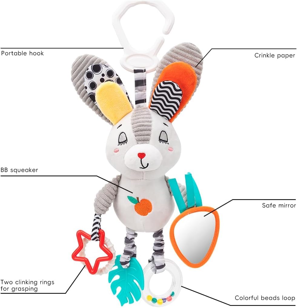 Car Seat Toys for Babies 0-6 Months,Hanging Stroller Accessories Mobile for Bassinet Baby Bouncer Toy,Adjustable Arch Toys with Bassinet Mobile Clip on Stroller,Gift for Infant Baby Boys Girls