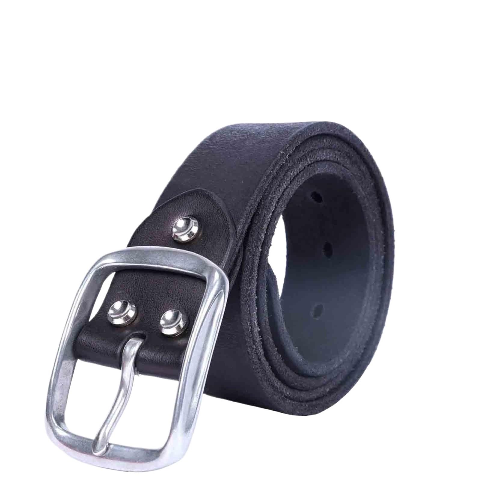 Cinturones de cuero genuino vintage para hombre, hebilla de acero inoxidable, cuero grueso con