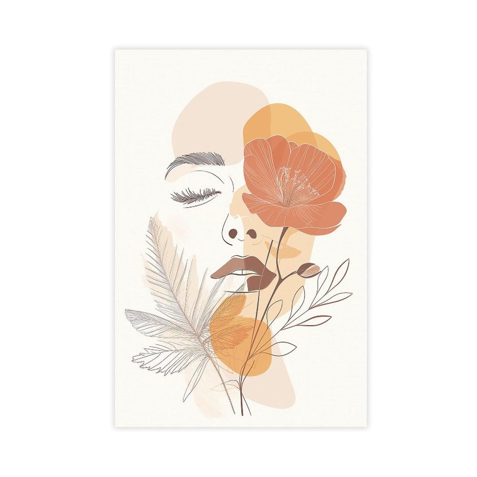Bareronor Abstract Woman Face Line Canvas Poster Bedroom Decor Landscape Office Room Decor Gift 8" L X 12" W