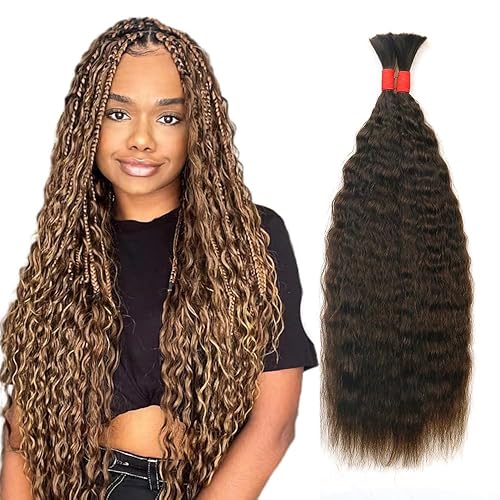 Extensiones de cabello humano virgen brasileño súper francés para trenzar, sin trama, 3.53 oz (paquete de 2 paquetes), 100% sin procesar,