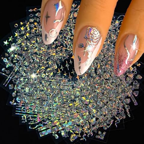 Nudurom 60 Sheets Holographic Nail Stickers Cover