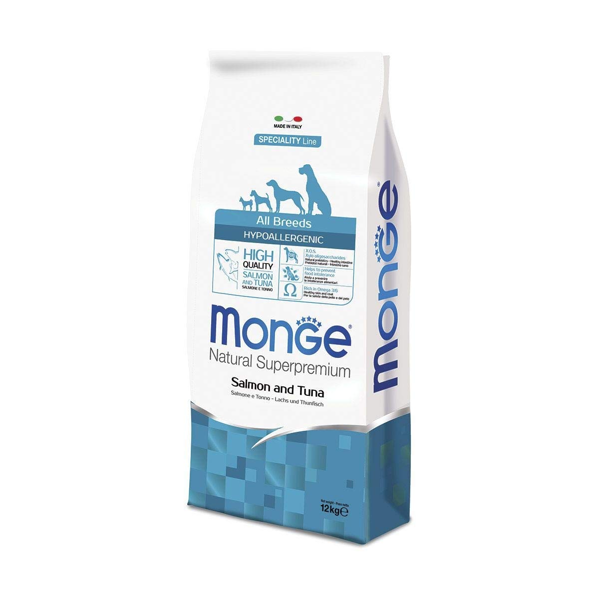 Monge - Natural Superpremium - all Breeds Hypoallergenic con Salmone e Tonno - Offerta 2 Sacchi da 12 kg