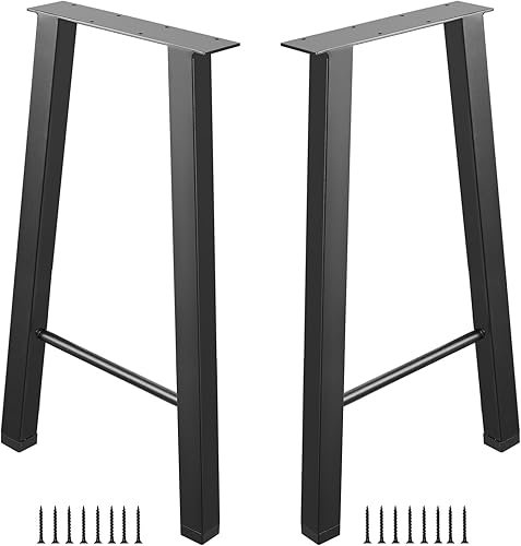 BRISYYI Patas de mesa de comedor de metal negro de 28 pulgadas, patas de escritorio de acero resistente en forma de H, patas para muebles de