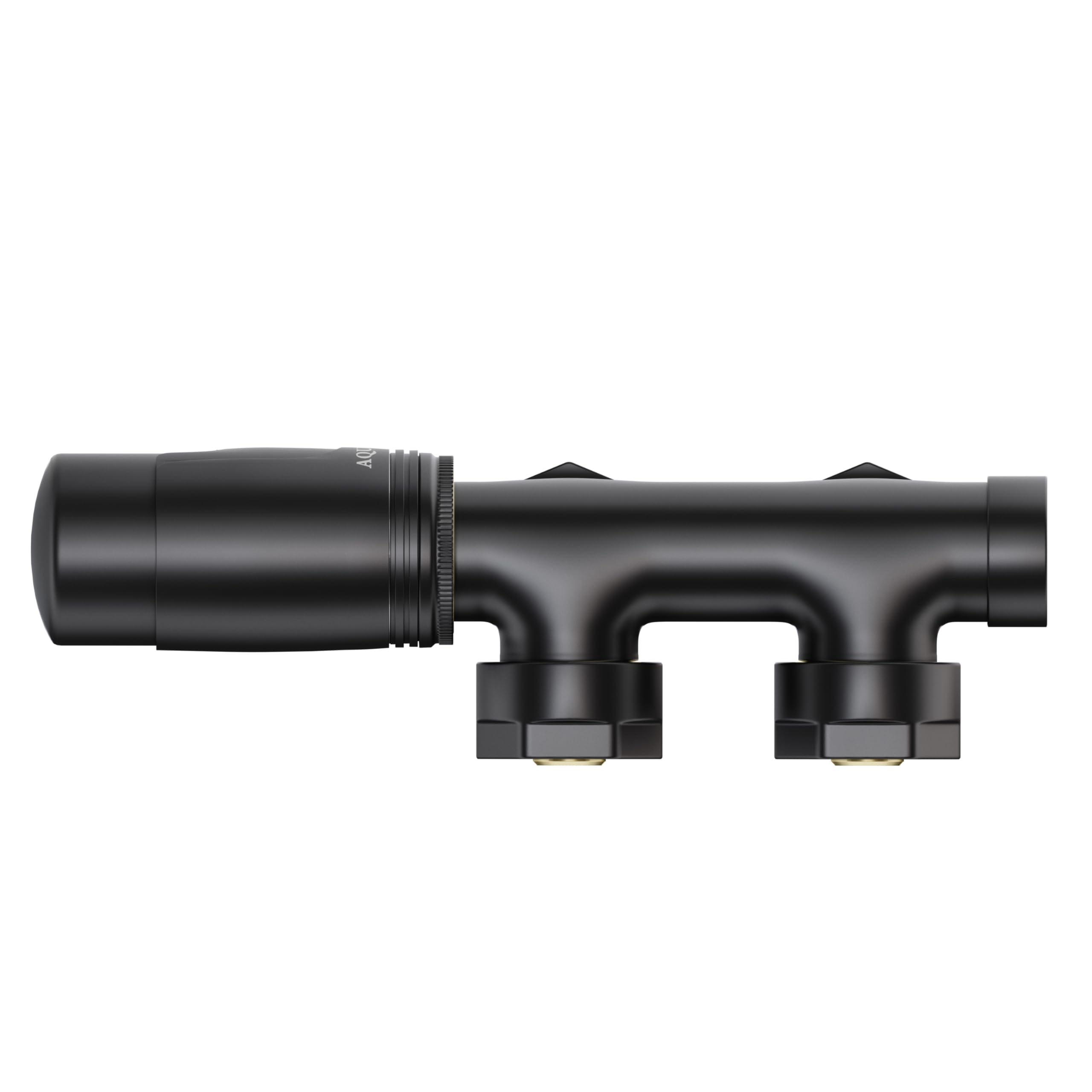 Aquabad® Kit de válvula acodada con Termostato para radiadores con conexión Central de 50mm, Negro Mate, Incluye adaptadores para Tubo de Cobre de 15mm y Tubo Multicapa de 16mm PEX
