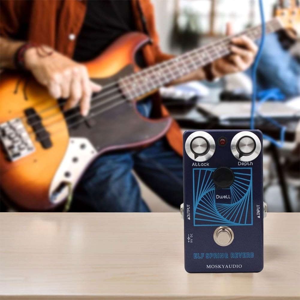 Reverb-Effektpedal für MOSKYAUDIO Für ECHO Gitarre, Erzielen Sie einzigartige Soundscapes mit Tiefenregelung und Vorverzögerungseinstellungen