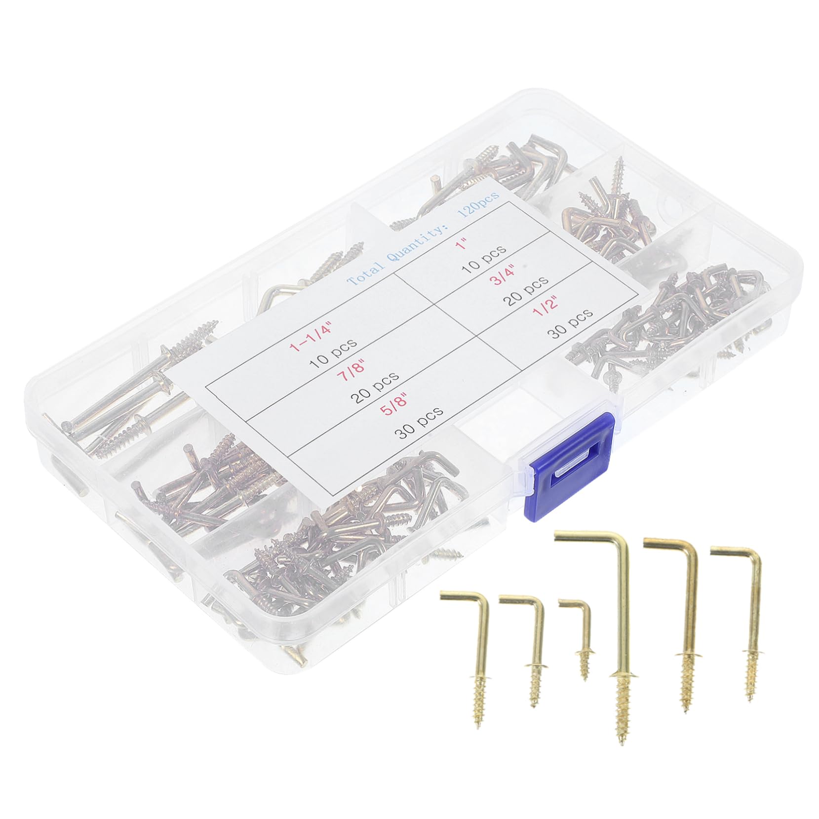 Didiseaon 5 Set Viti Autofilettanti S Ganci Serratura Inossidabile Piccoli Ganci Per Appendere Ganci Per Muro Ganci Da Soffitto Per Appendere Acciaio Al Carbonio Golden 120 Pezzi*5