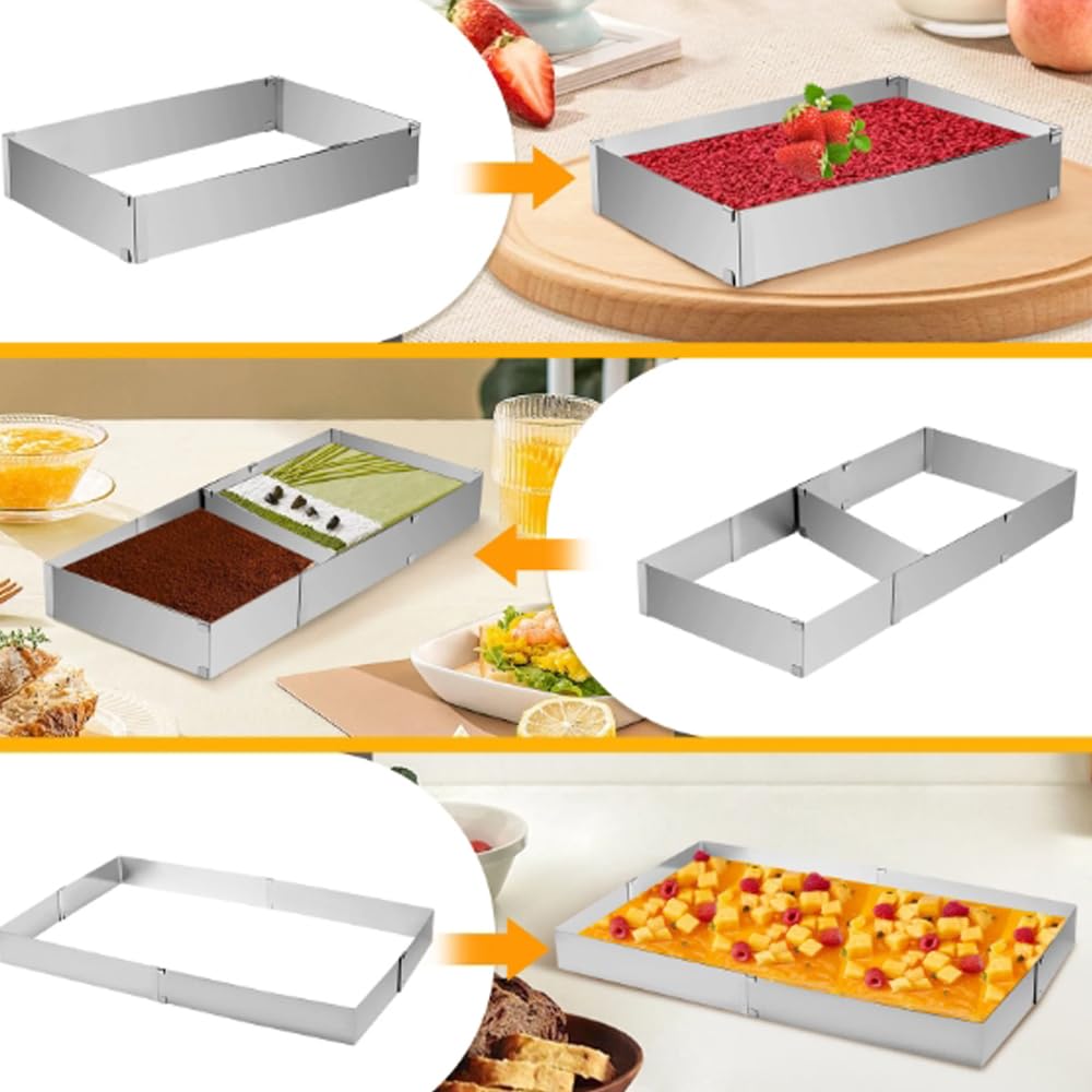 Verstellbarer Backrahmen Aus Edelstahl - Perfekt Für Kuchen, Torten & Pizza