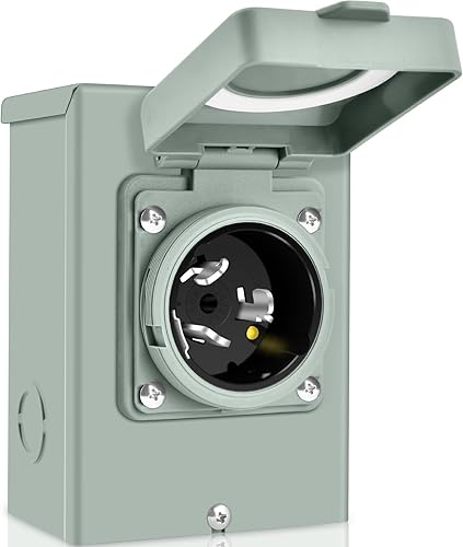 Caja de entrada de energía para generador de 50 amperios, caja de entrada de alimentación NEMA 3R, 125250 voltios, 12500W, PB50, SS2-50P, enchufe