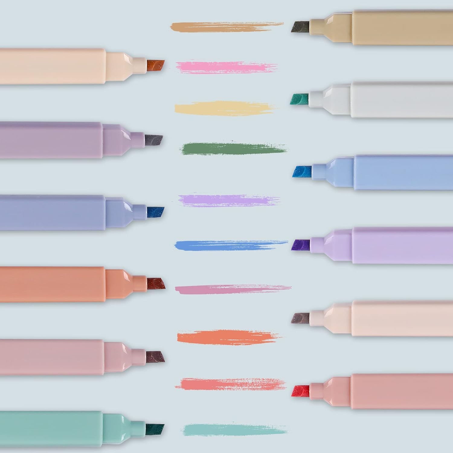 RADIANT Aesthetic Pastell Textmarker und Stifte, No Bleed, Keilspitze, für Journaling, Notizen, Schulbedarf (6 Stück) (Doppelspitze)