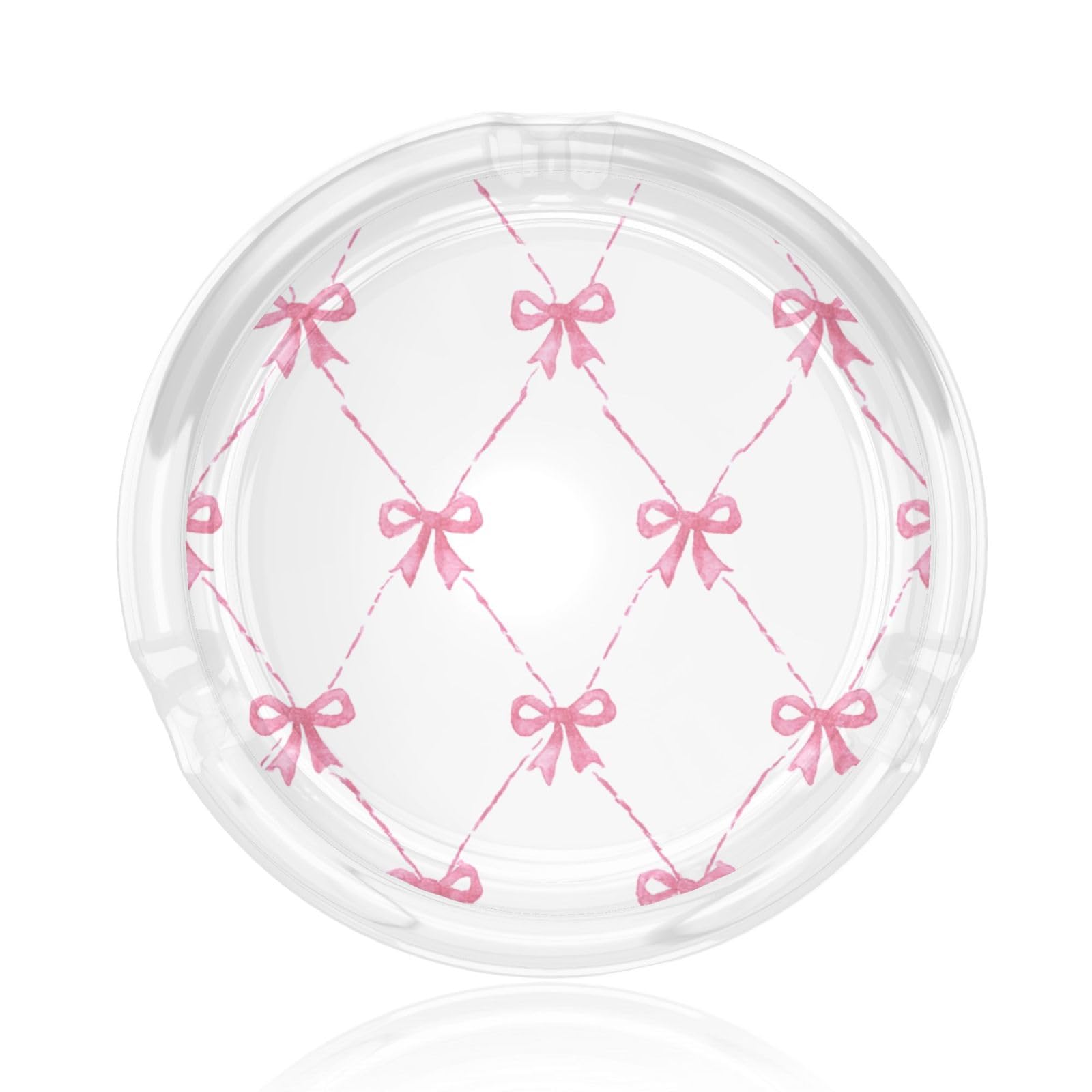 Pastel Pink Ribbon Bows Trellis Glass Ashtray For Cigarettes Ash Trays Case For Home Office Decor