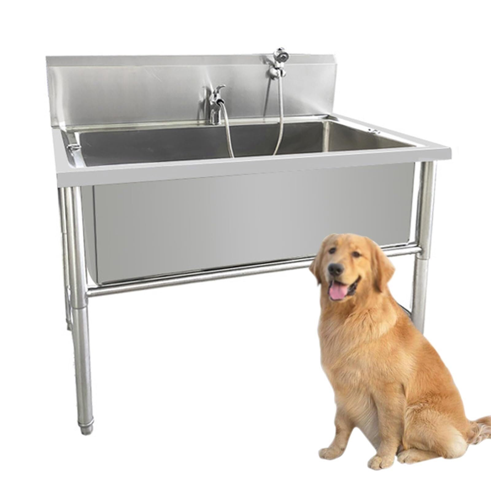 RENJJPBO Dog Grooming Bathtub Station Pet Dog Wash Shower Sink,Professional Stainless Steel Dog Pet Washing Bathing Station for Home