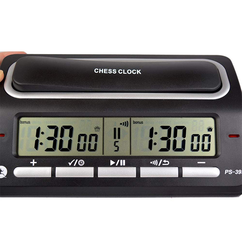 Orologio per scacchi professionale a LED Timer digitale per giochi di scacchi con funzione di sveglia per scacchi cinesi neri