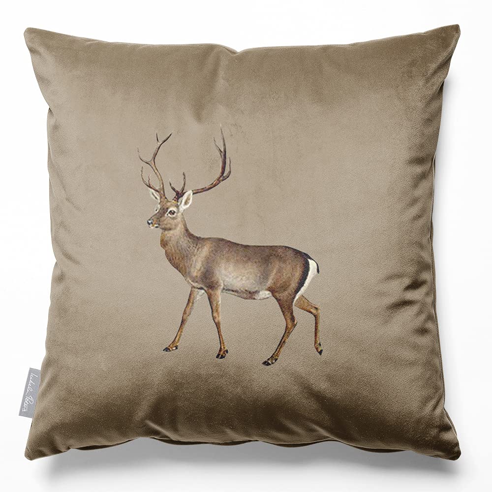 Izabela Peters Stag - Taupe Velvet Cushions - Eco-Friendly, 40 Cm, Chair & Sofa Cushions