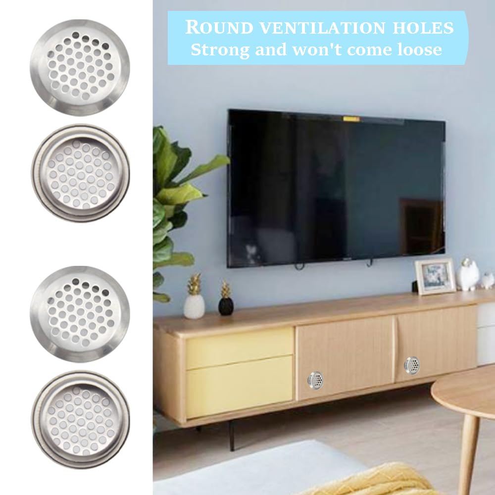 CEEYSEE 30 PCS Air Vent 35mm Stainless Steel Round Air Vent Mesh Hole Circular Soffit Vent Circular Mesh for Various Furniture Wardrobe Cabinet Bookshelf or Shoe Cabinet (U/PQK/35mm) - Image 4
