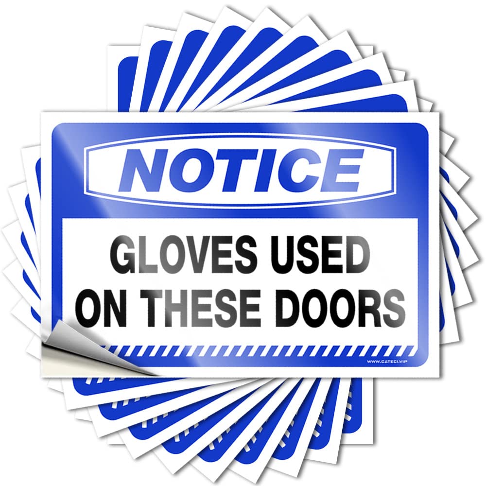 Notice Gloves Used On These Doors Fuzzy Tattoo | Modern Waterproof Vinyl Accessories Skate Removable Decal Peel Stick(6X9CM)