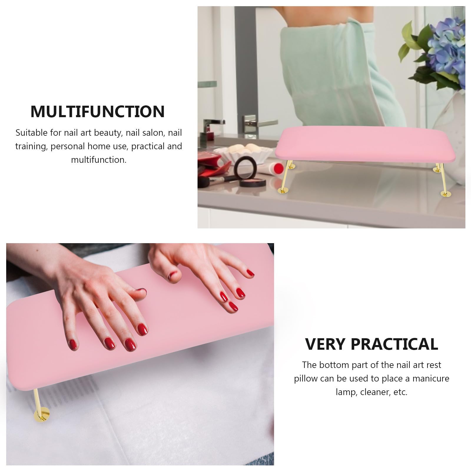 Poggiamano Pratico e Stabile in Pelle Microfibra Unghie Supporto in Acciaio Inox, Cuscino per Manicure per Nail Art e Cura delle Unghie