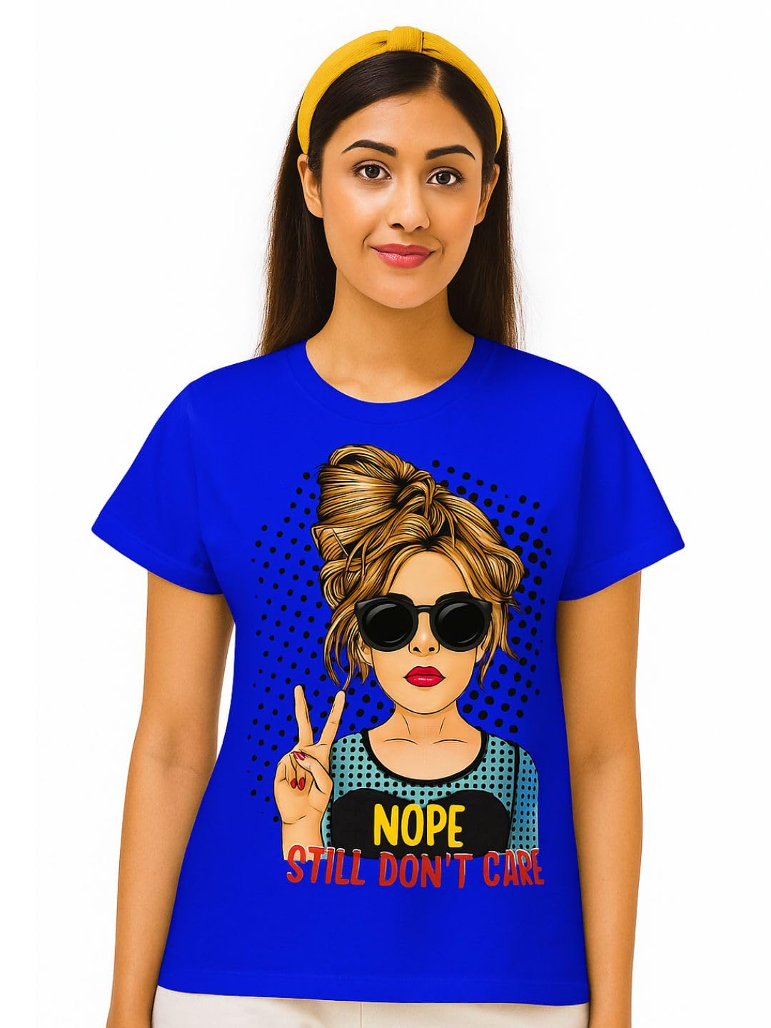 Global Desi Women Printed Typography Round Neck Cotton Blend T-Shirt | DGC-11 in multi