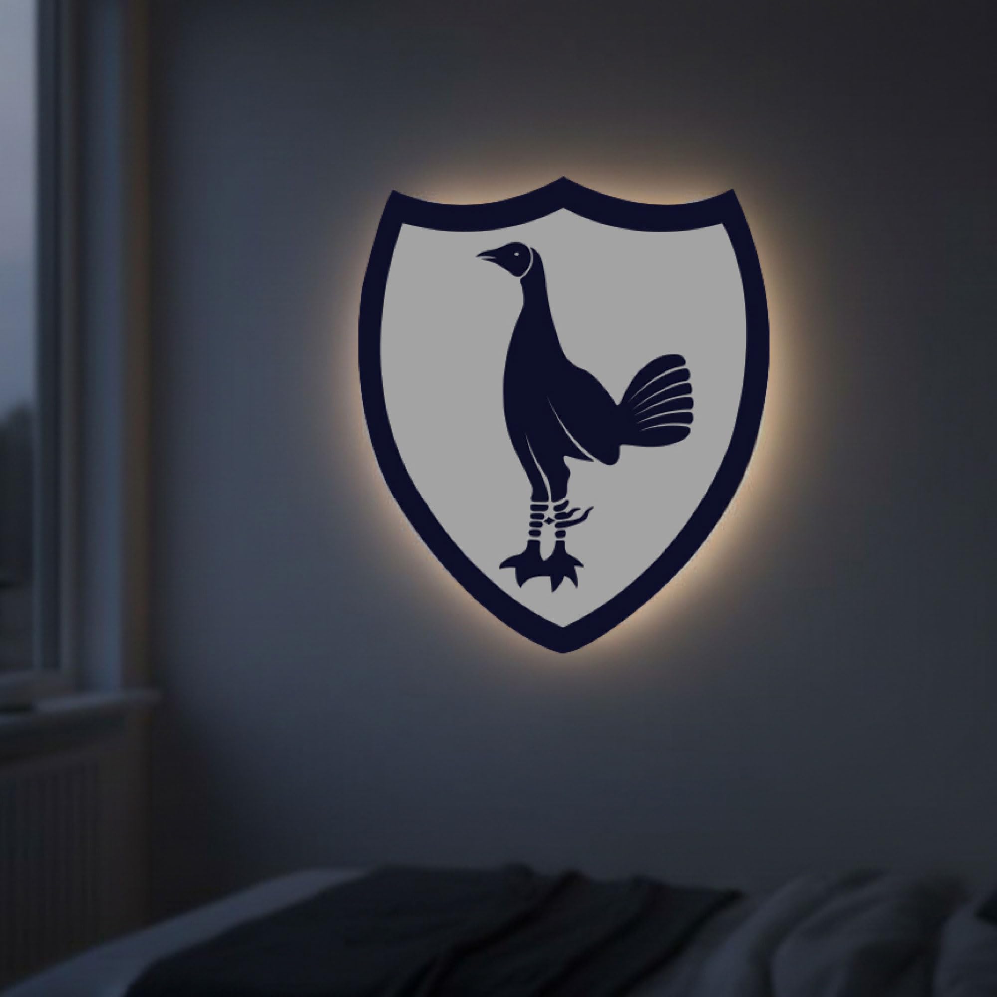 Themed Tottenham Hotspur FC Navy Retro Cockerel Crest LED Backlit Wallpop