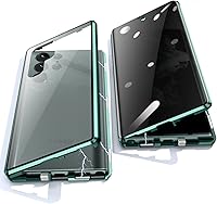 Vista 9 de Jonwelsy Funda antiespía para Samsung Galaxy S22 Ultra, cubierta de vidrio templado de privacidad frontal y trasera de 360 grados, pantalla Negro