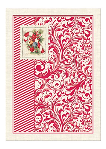 Michel Design Works Candy Cane Cotton Kitchen Towel, Red