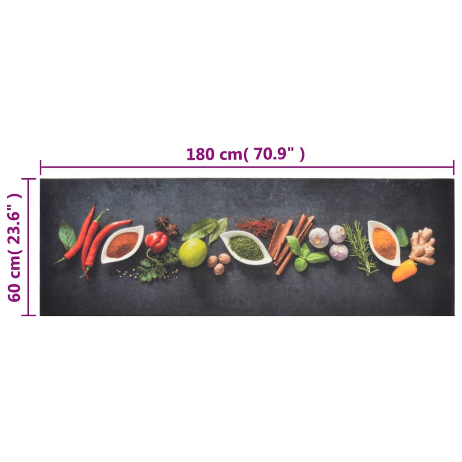 Küchenteppich Waschbar Gewürze 60x180 cm Samt, Teppich Küche, Küchenläufer, Läufer Küche, Teppich Für Die Küche, Teppich Läufer