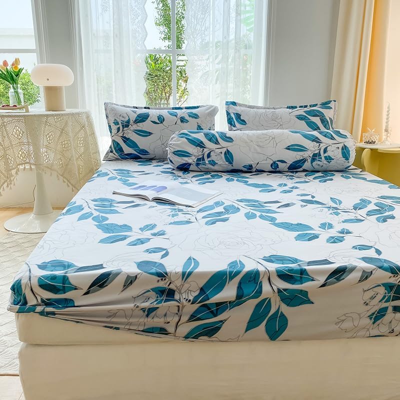 Miniatura 3 de Juego de sábanas bajeras coloridas de 3 piezas, suave y cómodo, para dormitorio, habitación de invitados (1 sábana bajera + 2 fundas de almohada,