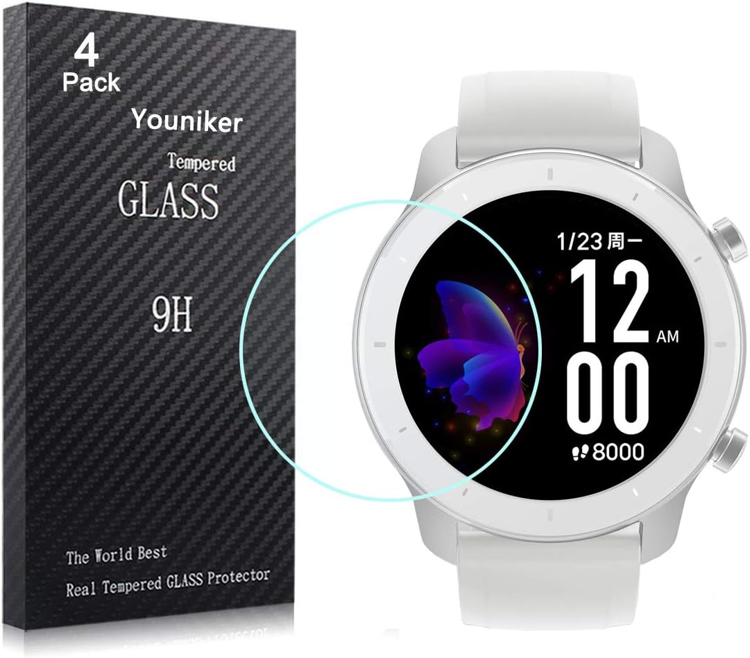 4 Pack for Amazfit GTR 42mm Screen Protector Tempered Glass for Amazfit GTR Smartwatch Screen Protectors Cover 9H 0.3MM Anti-Scratch Anti-Fingerprint Bubble Free (Amazfit GTR 42mm)