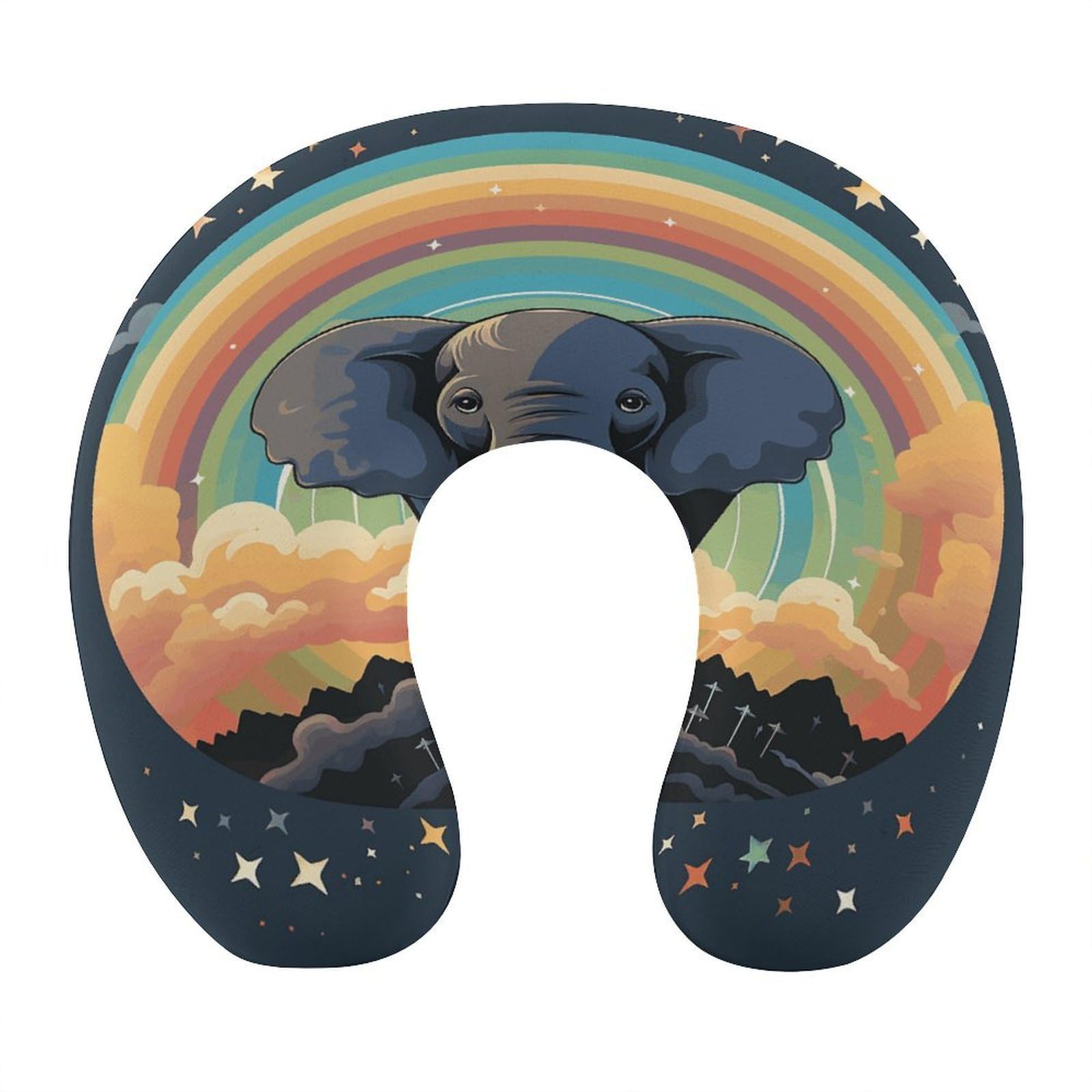 Btcowzrv Style Rainbow Elephant U Shaped Neck Pillow Travel Pillows