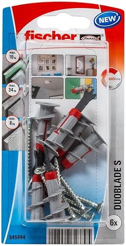 fischer DuoBlade S LD, enchufe autoperforante de cartón yeso con tornillo de aglomerado, enchufe fuerte para una instalación rápida y fácil en
