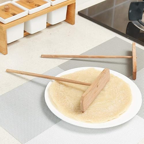 Miniatura 7 de Cabilock Juego de esparcidor de crepé de bambú, raspador de panqueques de madera, herramienta esparcidora de tamales para esparcir crepé, sartén,