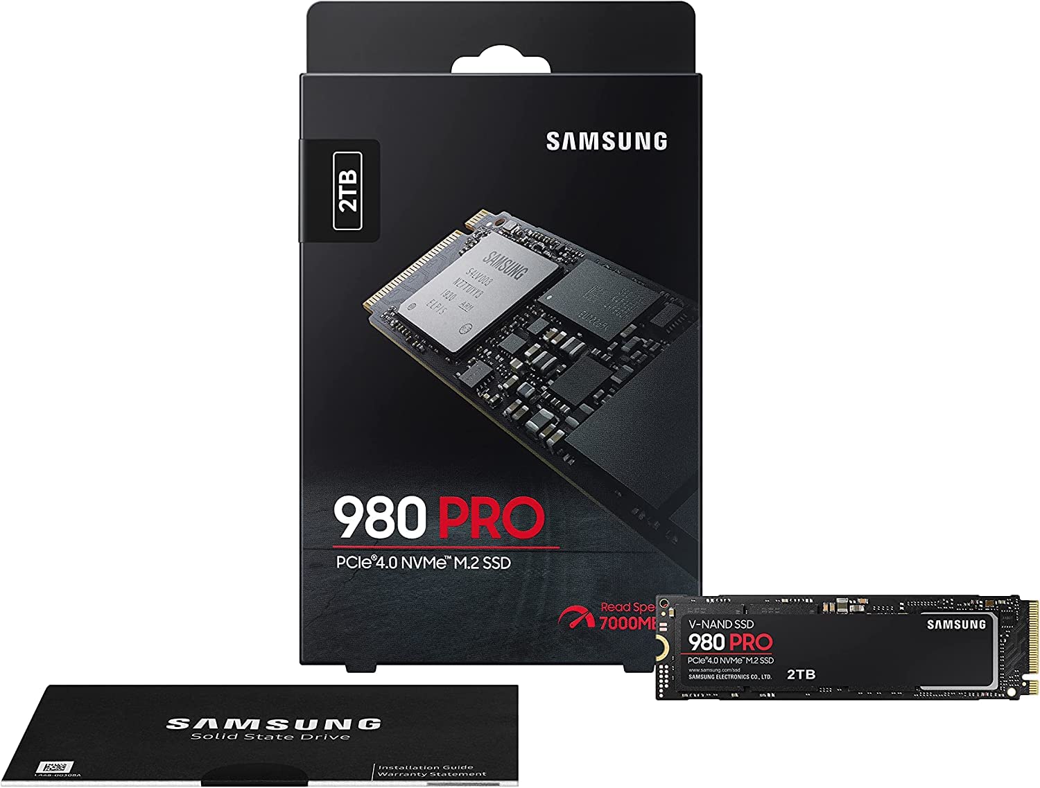 Samsung 980 PRO NVMe M.2 SSD, 2 TB, PCIe 4.0, 7.000 MB/s Lesen, 5.000 MB/s Schreiben, Interne SSD für Gaming und Videobearbeitung, MZ-V8P2T0BW