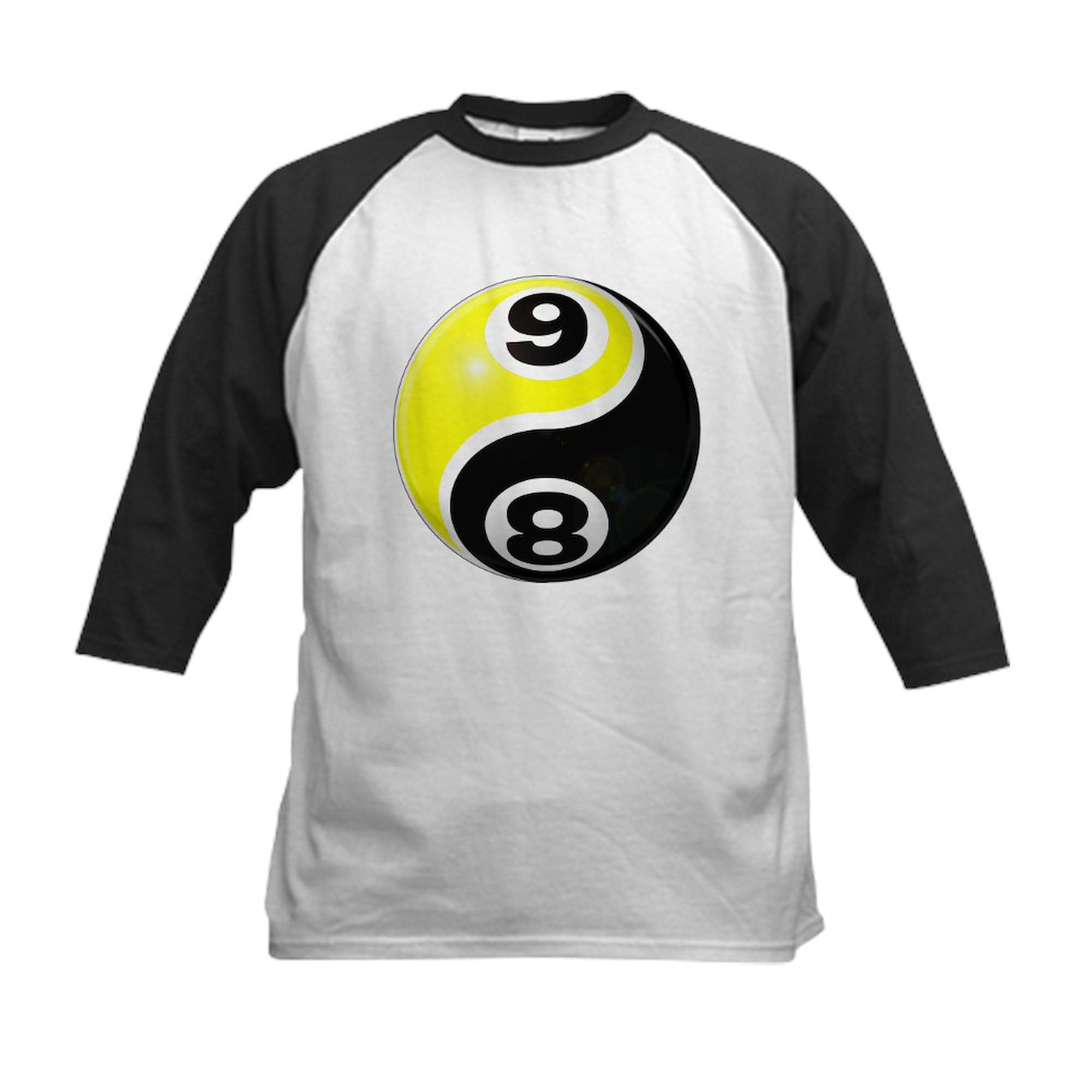 CafePress 8 Ball 9 Ball Yin Yang Kids Baseball Jersey Kids Cotton Baseball Jersey, 3/4 Raglan Sleeve Shirt Black/White