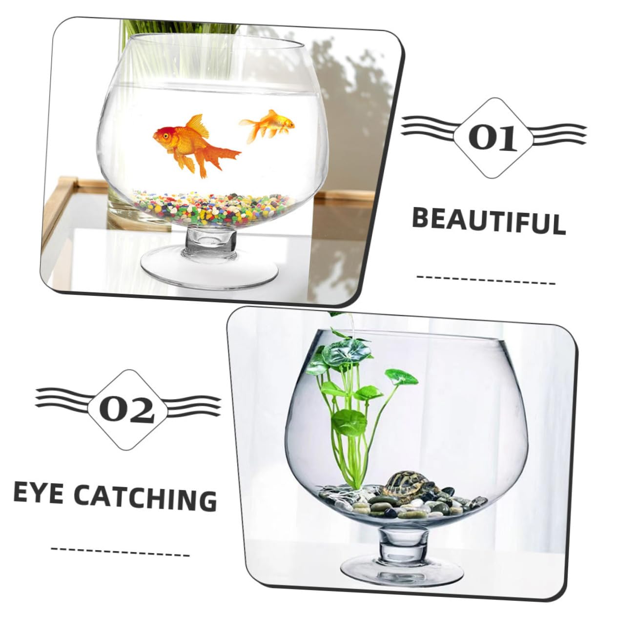 OUNONA Aquarium Verre pour Bettas Délicat Vase à Poissons Transparent Multi-Usage Aquarium De Table pour Poissons Rouges