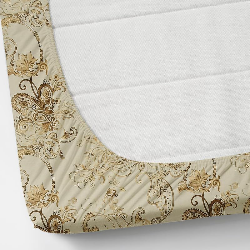 Image of NEW LEAF Cotton Fitted King Size Bedsheets with 2 Pillow Covers | Elastic Fitted | Wrinklefree | Ultrasoft |Winter Bedsheet 220 tc tc Floral | 710x72+10 Inches, Pista