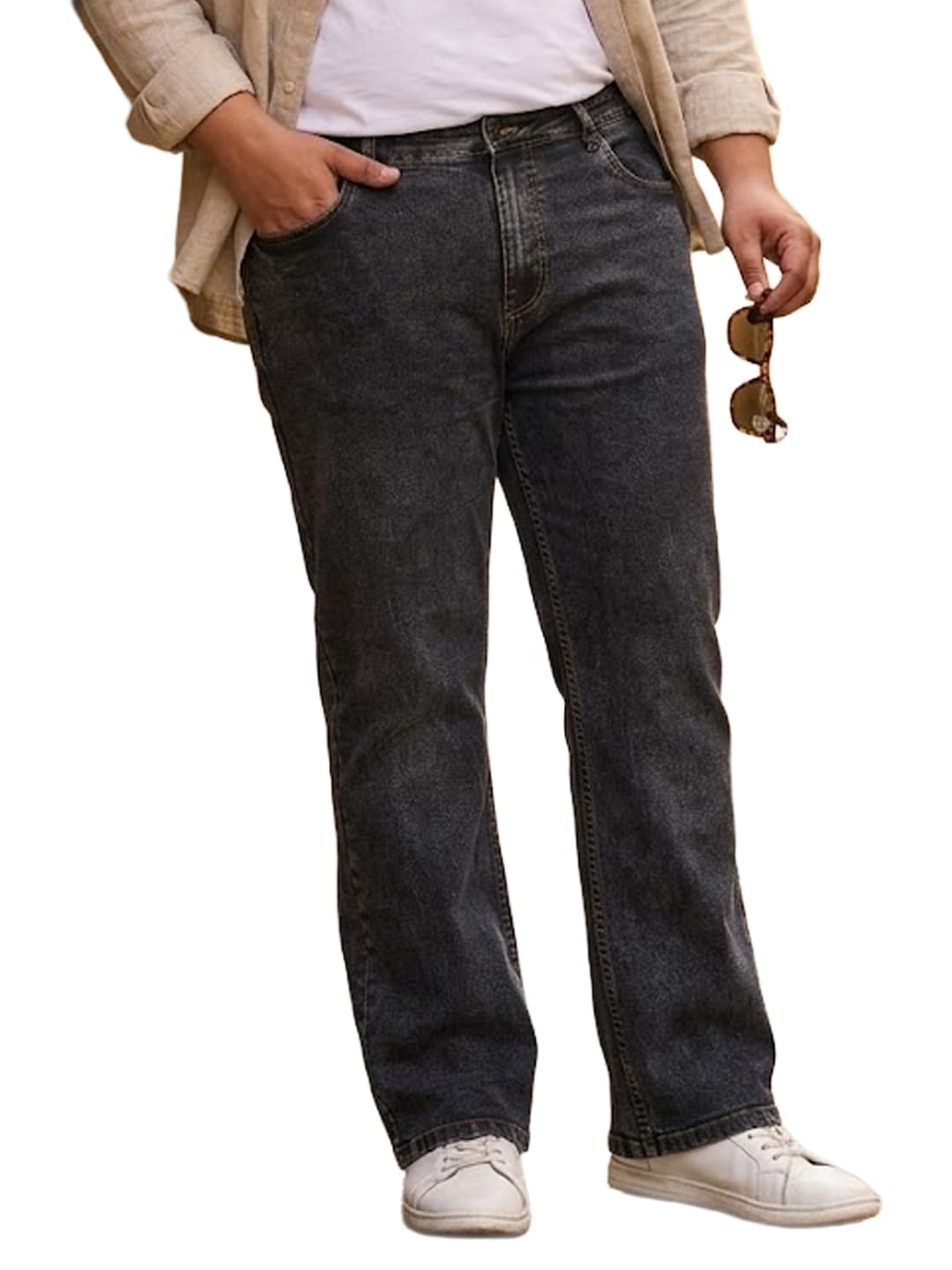urbano plus Men Mid Rise Washed Bootcut Jeans Stretchable-picture-23
