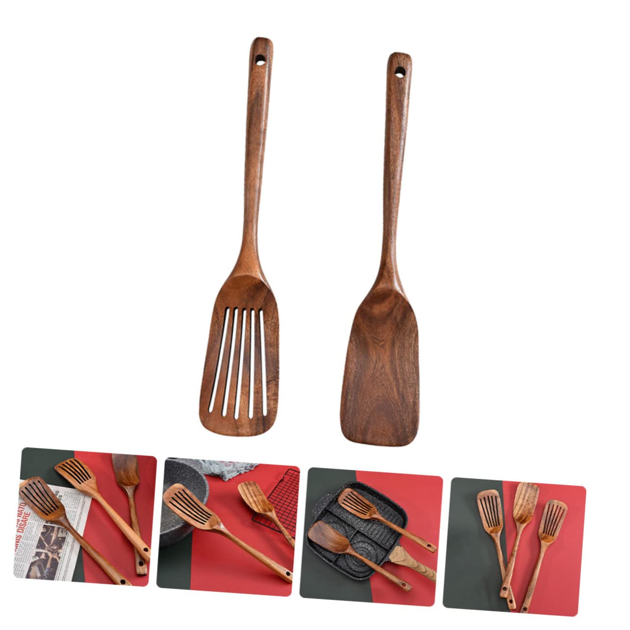 MAGICLULU 2 Sätze Holzspatel Antihaft-spachtelwender Wender-spatel Umdrehen Und Kochen Handschuhe Utensil Ofen Küchengeräte Pfannkuchen Haushaltsspatel Mit Langem Griff 2 Stücke * 2