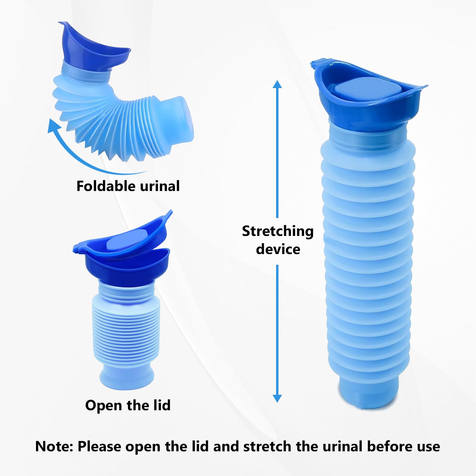2 Pièces Urinoirs Portable, Urinoirs Rétractable Réutilisable, Urinoir d'urgence Rétractable 750ml, Bouteille D'urine Mobile Portable, Urinoir pour Camping Voyage Extérieur et Voiture