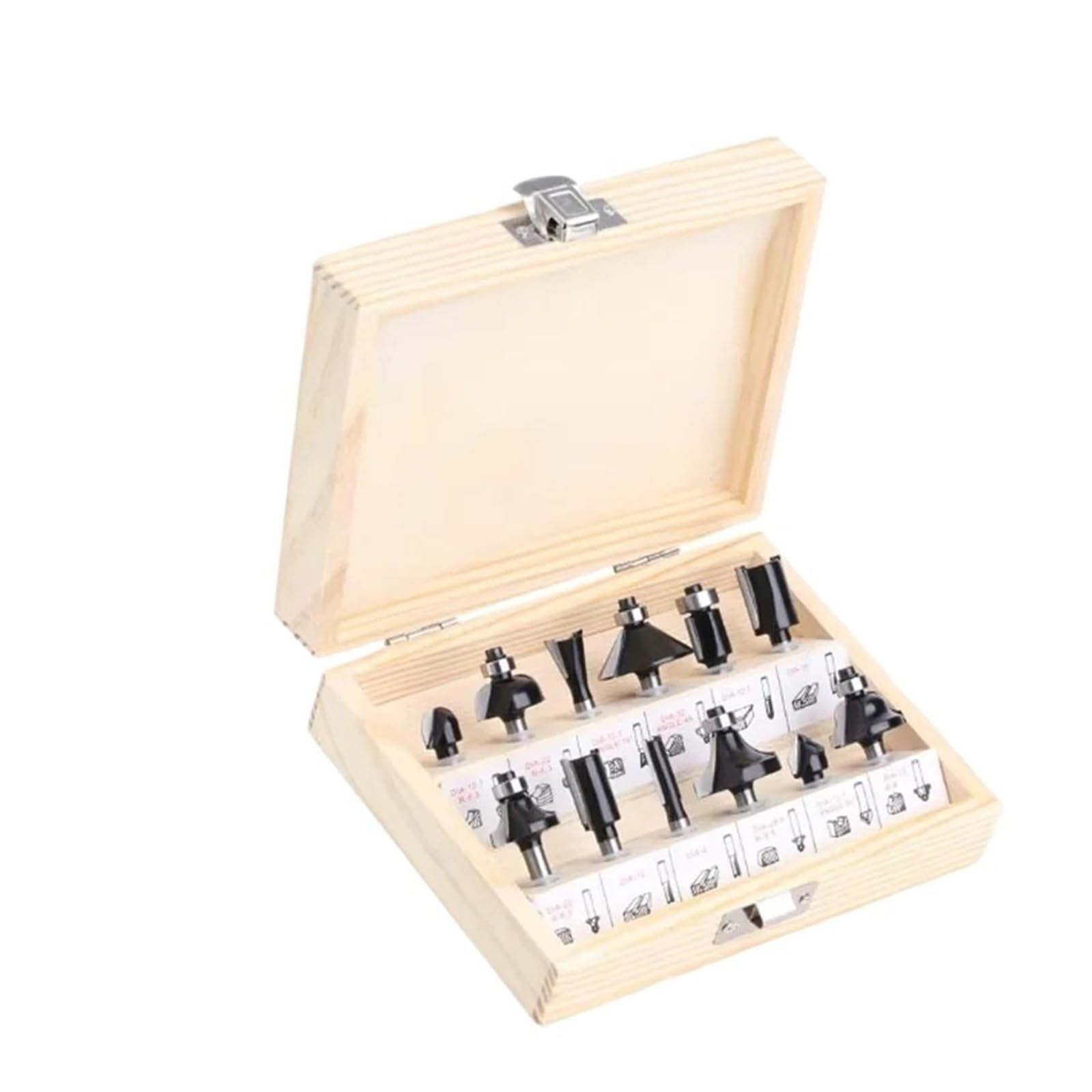 12pcs 6mm Shank Tungsten Carbide Router Bit for Wood Trimming and Milling(6mm Shank Wooden Box)