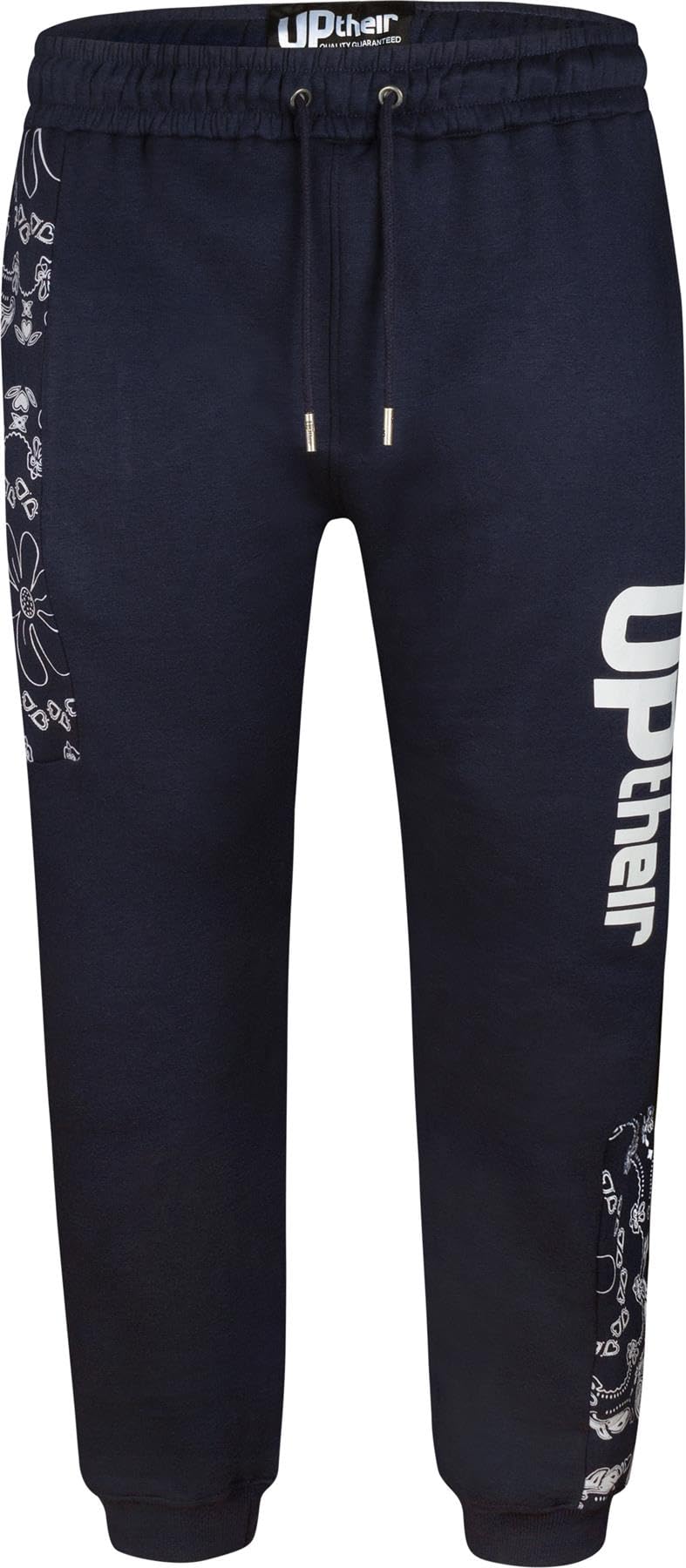 Uptheir Mens Crystal Bandana Panel Loose Fit Joggers - Blue - M
