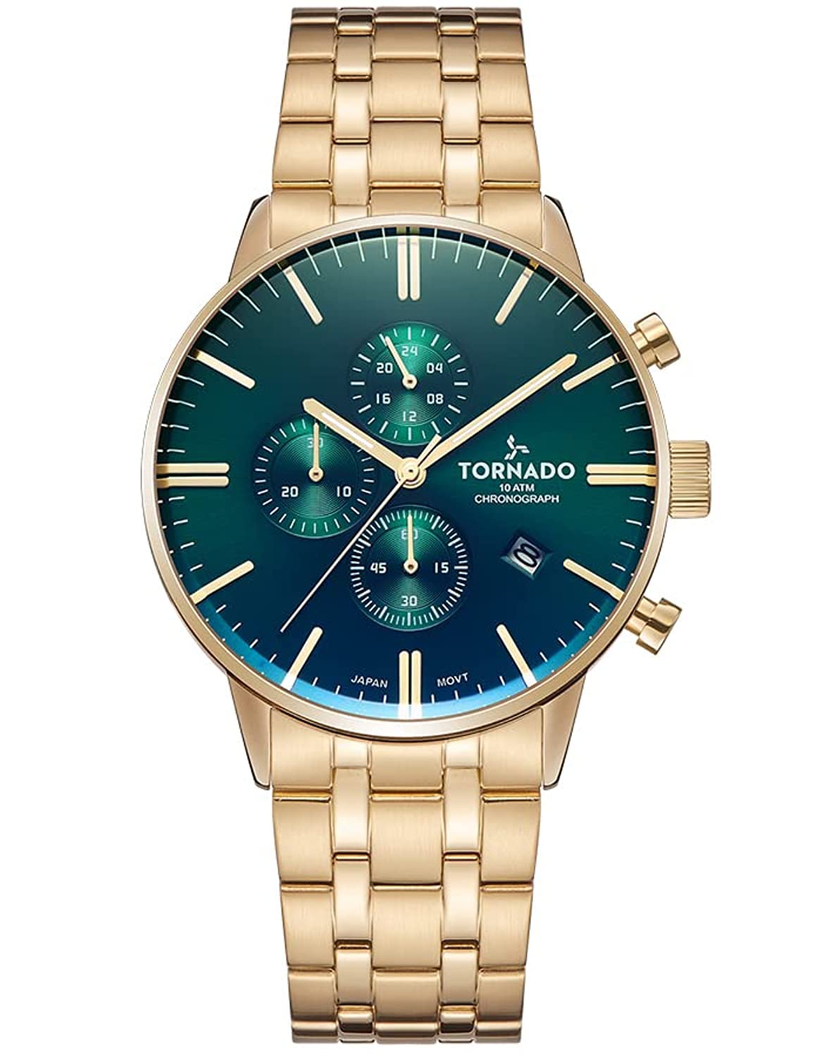 Tornado Mens Japan Quartz Movement Watch, Chronograph Display and Stainlesss Steel Strap - T6102-GBGH, Gold, Gold, 43 Millimeters, Bracelet (B0BSH39YF3) Amazon Price History, Amazon Price Tracker