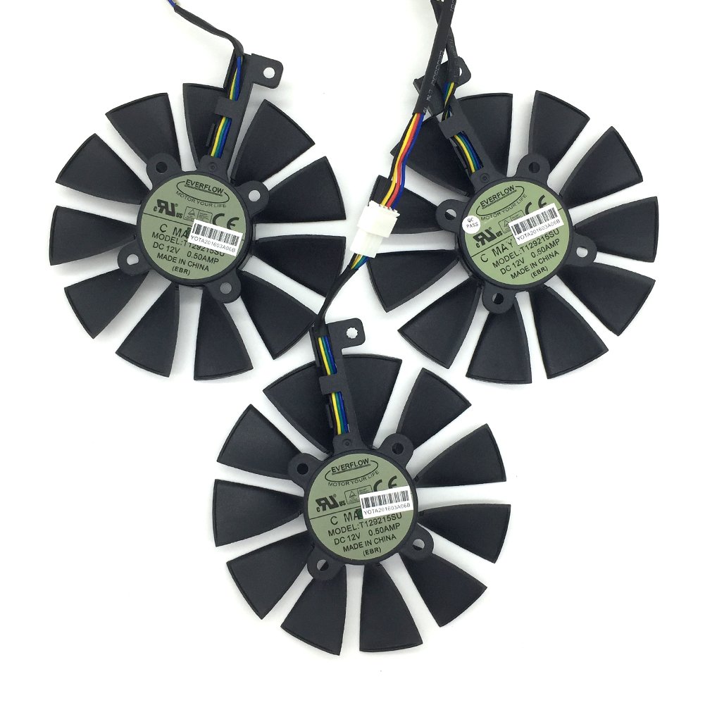 3 Pcs/lot T129215SU Cooling Fan for Video Card ASUS Strix GTX980Ti/R9 390X/R9 390